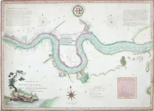 Guildhall Library Prints: Map of the River Thames from London Bridge to Woolwich, 1802