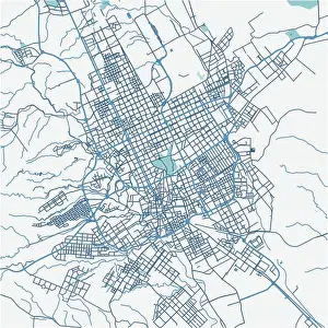 Highways Prints: Map of Riyadh in Saudi Arabia in blue