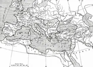 Vintage Print Prints: Map of the Roman Empire 14 AD - 117 AD
