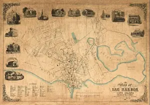 Long Island Prints: Map Of Sag Harbor 1854