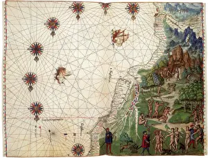 Indians Prints: Map of SE South America 1547