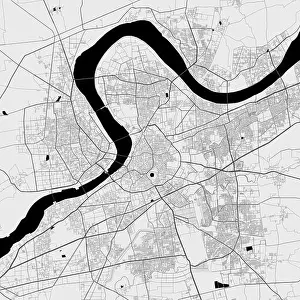 Grayscale Prints: Map of Surat city. Urban black and white poster