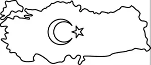 Crescent Prints: Map of Turkey icon, outline style