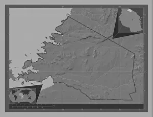 Tanzania Prints: Mara, region of Tanzania. Bilevel elevation map with lakes and rivers