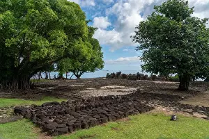 World Destinations Prints: Marae Taputapuatea is a large marae complex at Opoa in Taputapuatea