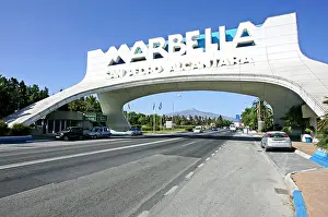 Wide Angle Prints: Marbella sign at entrance to San Pedro on the Costa del Sol