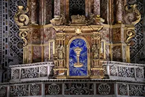 Angels Prints: Marble altar detail at the Baroque style Cappella del Santissimo Sacramento in Monreale Sicily