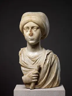 Elite Prints: Marble Portrait Bust of a Woman with a Scroll late 4th–early 5th century Byzantine This sensitively carved portrait