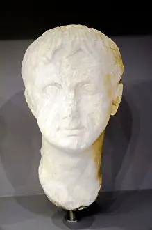 Stone Sculpture Prints: Marble portrait of emperor Augustus (Gaius Julius Caesar Augustus)
