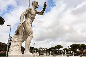 Fascism Prints: Marble statue at the Pietroangeli tennis stadium in Rome