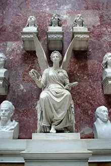 Western European Prints: Marble statues, main hall, Walhalla (memorial)
