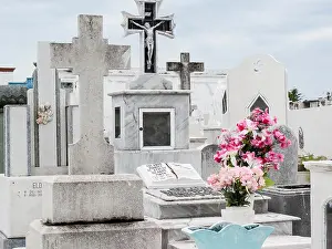 Afterlife Prints: Marble and stone Christian graves with crosses