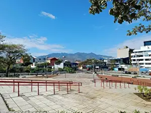 Rica Prints: March 15 2023 - San Jose, Costa Rica in Central America: View of the outside of Plaza de la Democracia