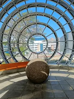 Rica Prints: March 15 2023 - San Jose, Costa Rica in Central America: View of the outside of Plaza de la Democracia