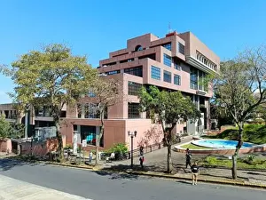 Rica Prints: March 15 2023 - San Jose, Costa Rica in Central America: View of the outside of Plaza de la Democracia