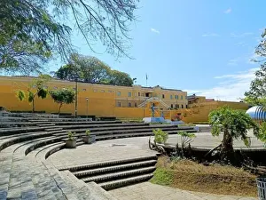 Rica Prints: March 15 2023 - San Jose, Costa Rica in Central America: View of the outside of Plaza de la Democracia