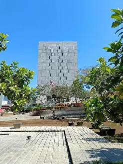 Rica Prints: March 15 2023 - San Jose, Costa Rica in Central America: View of the outside of Plaza de la Democracia