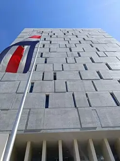 March 15 2023 - San Jose, Costa Rica in Central America: View of the outside of Plaza de la Democracia
