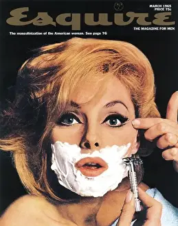 Portraits Prints: March 1965 Esquire cover - Virni Lisi shaving. Designed by George Lois