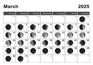 Phase Prints: March 2025 Lunar calendar, Moon cycles, Moon Phases