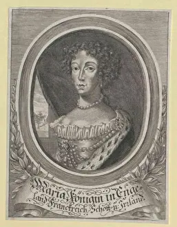 Queens Prints: Maria II, Queen of England as Queen: Almost half figure
