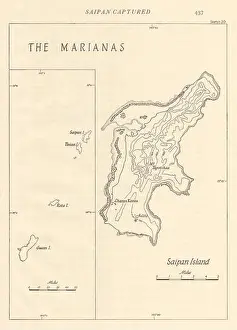 Decisive Prints: Marianas April-July 1944. World War 2. Saipan Guam. Pacific Ocean 1961 old map