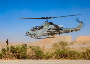 Marine Corps Prints: US Marine Corps AH-1W Super Cobra attack helicopter takes off during Eager Lion exercises at King Faisal Air Base June