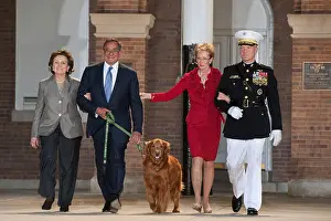 Secretary Prints: US Marine Corps Commandant General James Amos and his wife Bonnie escort Secretary of Defense Leon Panetta
