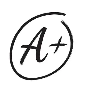 Approved Prints: Mark a+ vector icon. Grade result
