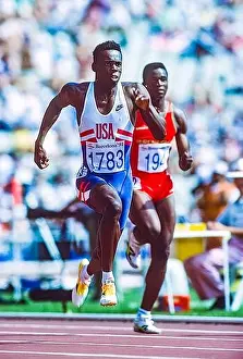 Mark Witherspoon (USA) competing in the semi-finals of the Men's 100 meters at the 1992 Olympic Summer Games