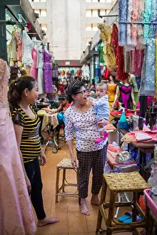 Tailor Prints: Market in the Battambang, Cambodia, Asia