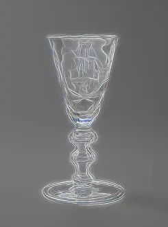 Goblet Prints: Marriage glass, Goblet with a man and a woman at an altar and the inscription: GOD'S LOVE FLAME FEED OUR STEM