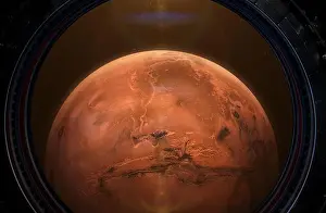 Infinity Prints: Mars in spaceship international space station porthole