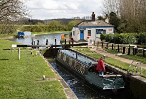 Grand Union Canal Prints: Marsworth locks on the Grand Union Canal Buckinghamshire England UK