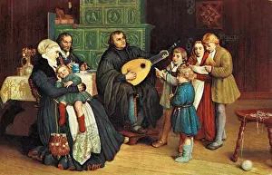 Singers Prints: Martin Luther with his family by Gustav Spengenber