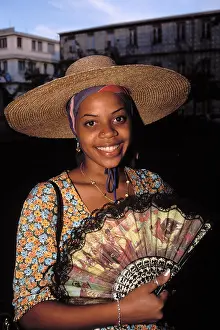 French Antilles Prints: Martinique, Carnaval, Woman with hat