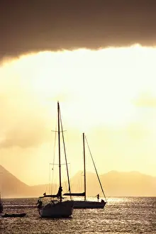 Placid Prints: Martinique, Ste Anne, Sailboat in harbor
