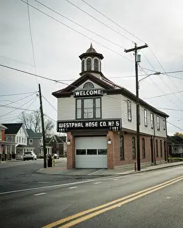 Street Light Prints: Martinsburg Fire Station 5 vintage sign, Martinsburg, West Virginia