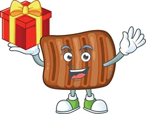 Roast Prints: A mascot design style of roasted beef showing crazy face