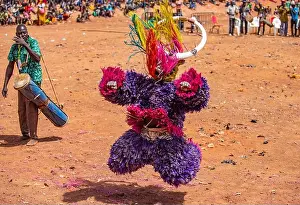 Indigenous Culture Prints: Masks Dance at Festima Festival in Dedougou, Burkina Faso