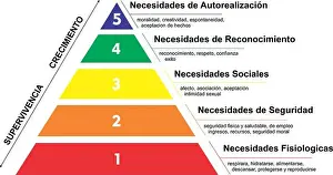 True Prints: Maslow's hierarchy or maslow pyramid of needs in Spanish language
