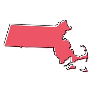 Middlesex Prints: Massachusetts map shape, united states of america