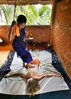 Asians Prints: Back massage, Somatheeram Ayurveda Resort