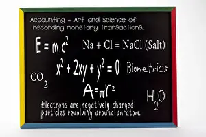 Single Object Prints: mathematical and scientific formulas written on slate board