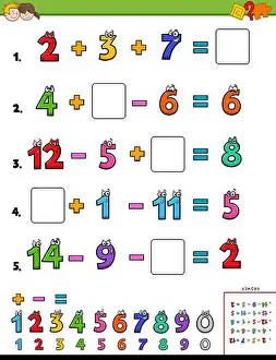 Maths Prints: maths calculation educational worksheet for children