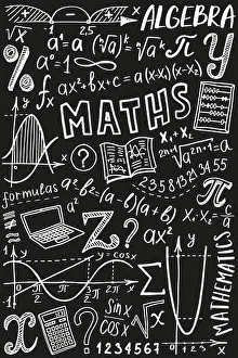 Sinus Prints: Maths symbols icon set. Algebra or mathematics subject doodle design