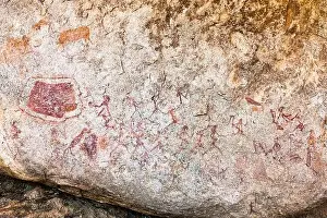 Zimbabwe Prints: Matobo hills, paintings at rock shelter near Inanke cave