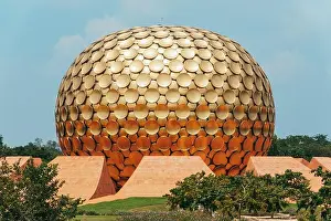 Spherical Prints: Matrimandir, a giant golden orb-like structure built for meditation in the experimental commune of Auroville