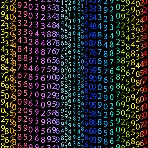 Cryptic Prints: Matrix concept rainbow and black green background with digits on