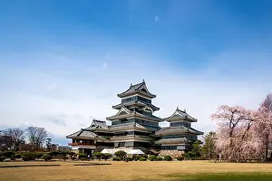 Osaka Prints: Matsumoto Castle during cherry blossom (Sakura) is one of the most famous sights in Matsumoto